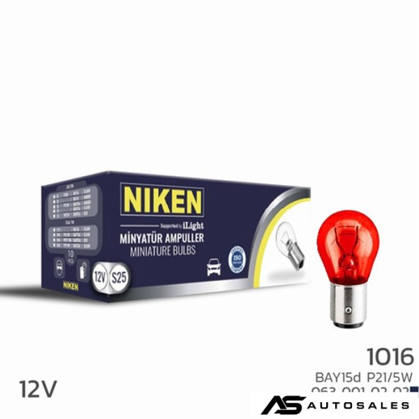 Крушки NIKEN 1016 10 БР/КУТИЯ - 12V - 21/5W - червени