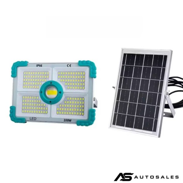 Соларен LED прожектор 100W с външен панел и дистанционно управление