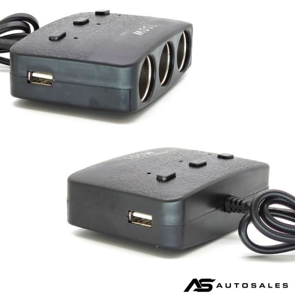 Разклонител за запалка 3-ка + 2 USB 1636