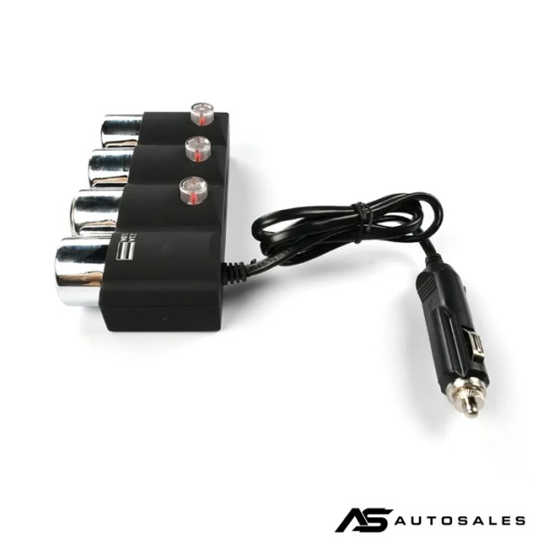 Разклонител за запалка с 3 гнезда и 2 USB - 1508