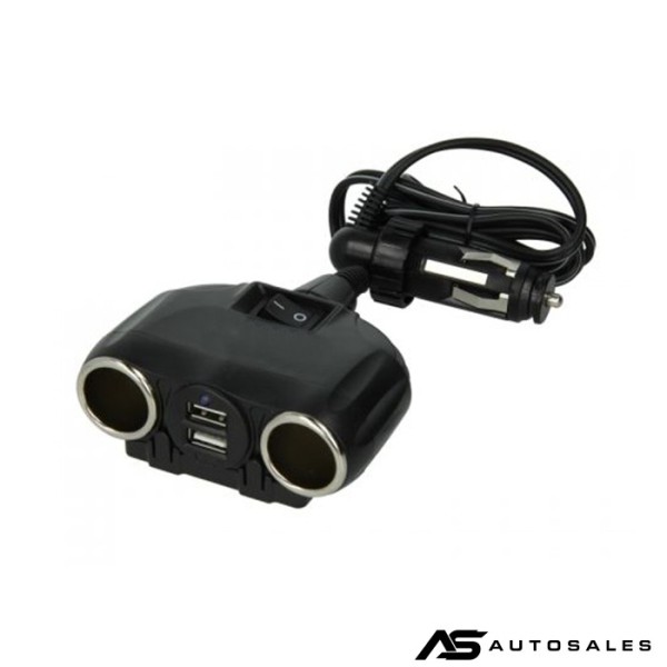Разклонител за запалка с 2 гнезда и 2 USB порта - 1630