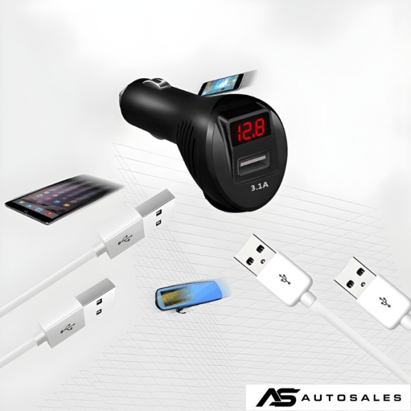 Разклонител за запалка с 2 гнезда, USB порт и волтметър