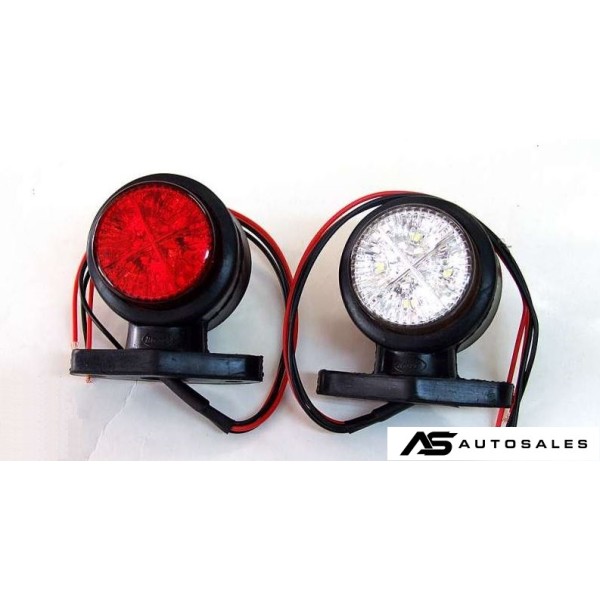 2 броя 8 LED 24V LED - Гумени Диодни Странични Маркери Рогчета Светлини За Камион Ремарке Платформа Бяло Червено