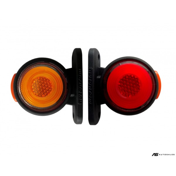 2 броя LED 12 - 24V Гумени Диодни Странични Маркери Рогчета Светлини Неон Ефект За Камион Ремарке Платформа Оранжево Червено