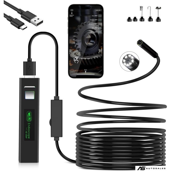 HD WIFI Безжичен ендоскоп камера за телефон съвместим с iOS и Android 720p 5м кабел