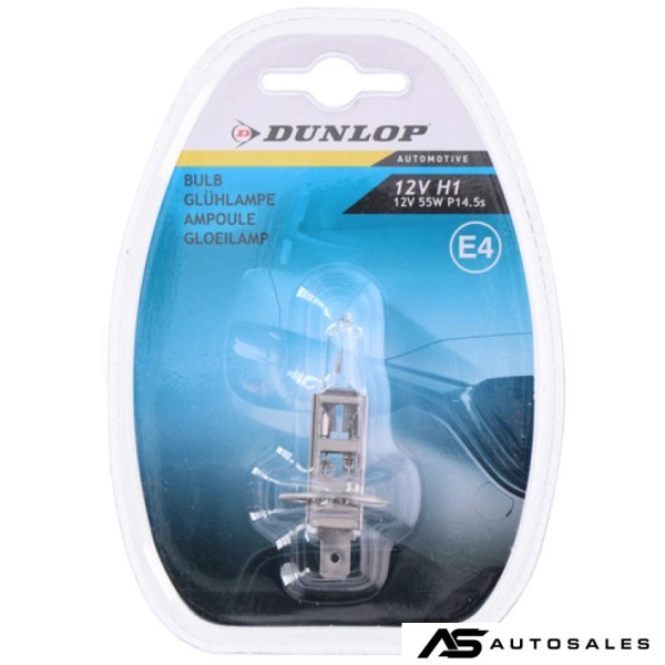 1 брой Халогенна крушка за фар H1 55W 12V P14.5s E4 Dunlop