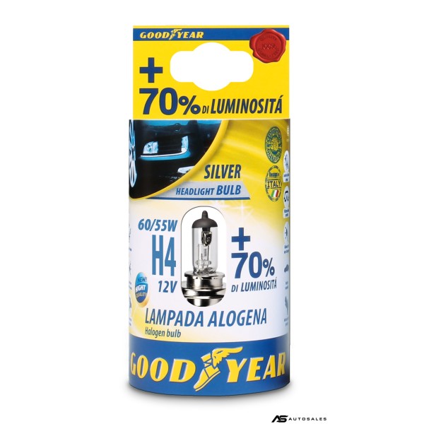 1 брой халогенна крушка H4 Х4 12V 60 / 55W + 70% 3000K E4 Goodyear Гудиър