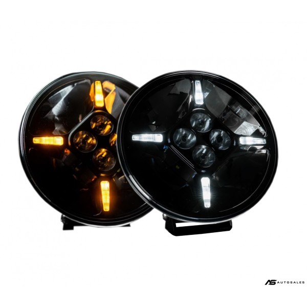 1 брой LED Диоден Халоген Фар с DRL бяло-жълт Ø 218 мм 12V-24V 120W Dark knight За Джип Камион Трактор Багер Земеделски Машини и др.