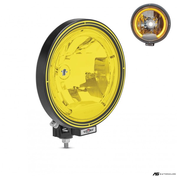 23см Кръгъл халогенен фар светлини за мъгла с насочена светлина + LED Angel Eye ЛЕД Функция Ангелски Очи 12/24V Жълта светлина Жълт