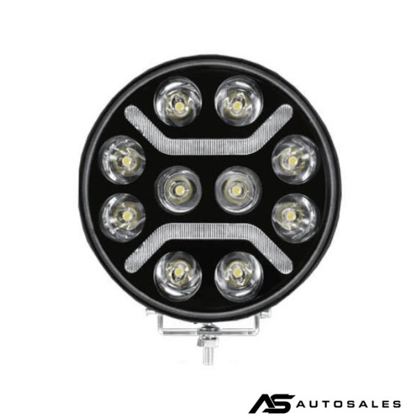 LED + DRL Диоден Халоген Фар Бял Оранжев Габарит Ø 230 мм 12V 24V за джип камион трактор багер земеделски машини и др.