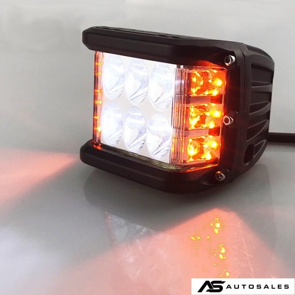 45W Лед Бар Халоген Аварийна Лампа Бяла + Оранжева Светлина 12-24V Dual Light Двойна Светлина Flash Блиц