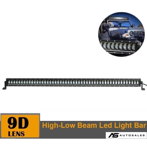 9D 140 СМ Led Bar Лед Бар Hi/Lo Kъси Дълги Водоустойчив Удароустойчив 12V 24V 32000 LМ 400W С Лупи Off-Road Лед Бар За Джип ATV