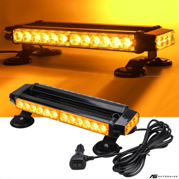 30 LED Двустранна Аварийна Сигнална Лампа Блиц Маяк с Магнити За Пътна Помощ Платформа Снегорин 12-24V със 7 режима на работа Жълта 39.5 cm.