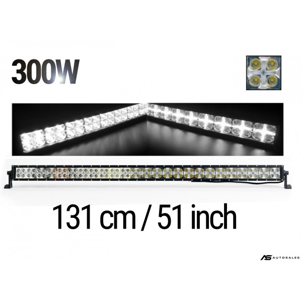 LED Bar 131 см – ЛЕД Диоден Бар Прожектор с дневна светлина CROSS DRL 300W, 12V/24V с 2 режима на работа