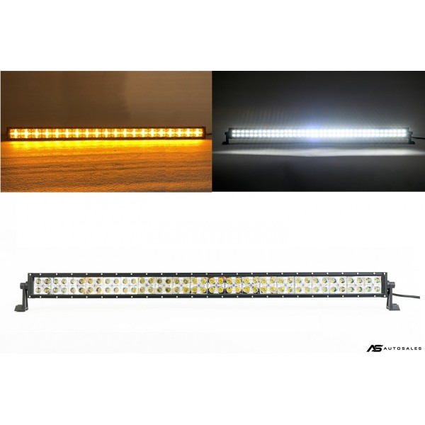 100 См Led Bar Лед Диоден Бар Прожектор Бяла и Оранжева, Жълта Светлина, Блиц, Флаш, CROSS DRL 240W 12V 24V