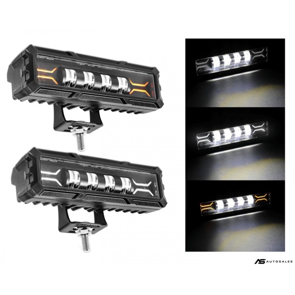 17cm 7Д Диоден Прожектор Led Bar Лед Бар Халоген Бяла Светлина + Габарит бяло - жълто 12V - 24V За АТВ SUF Джип 4х Offroad Камион