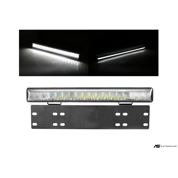 38см LED Лед Бар Със Стойка За Номер С Три Функции 55W, 4768lm, 12V - 24V E-Mark Подходящ За Автомобил, Бус, Камион, Селскостопански машини, Трактор, Комбайн, Агро Техника, Сеялка, Пръскачка, Джип, 4X4, Offroad, SUV