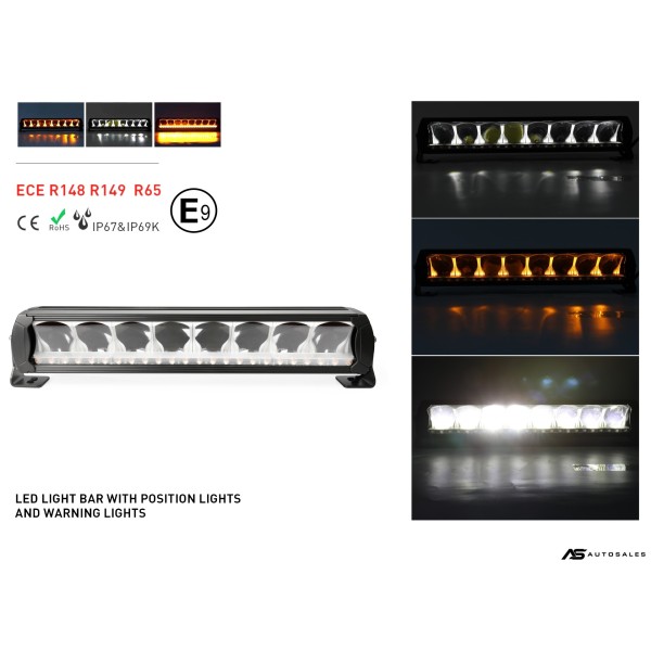 45 cm 12 - 24 V Висококачествен Led Bar Лед Бар Диоден Прожектор DRL с бяла габаритна светлина и оранжева аварийна блиц 80W 5500LM