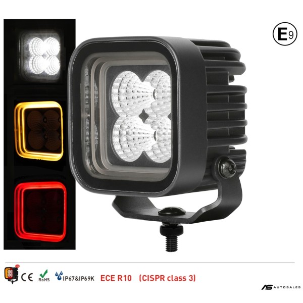 30W LED Халоген Бял, Разпръсната светлина с жълта и червена DRL светлина 12V-24V