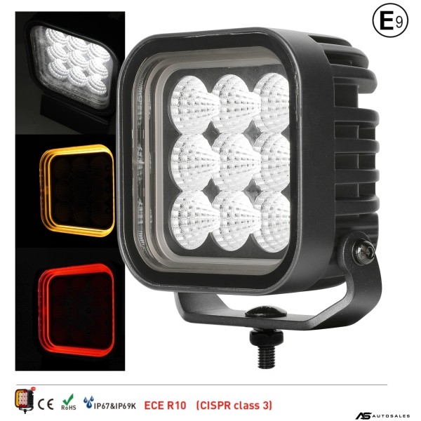 64W LED Халоген Бял, Разпръсната светлина с жълта и червена DRL светлина 12V-24V