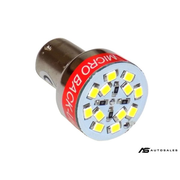 12LED ЛЕД Светодиодна крушка зумер устройство със звукова сигнализация при заден ход 12V бяла P21W BA15S