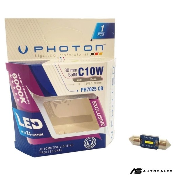 1 брой LED ЛЕД Крушка 1 SMD C10W 12V 30 mm Бяла Светлина 6000К Photon EXCLUSIVE серия Canbus без грешки