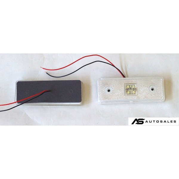 24V Диоден 4 LED ЛЕД Маркер габарит токос светлина за камиони бус ван ремарке каравана - 110 мм х 40 мм - бял MAR032