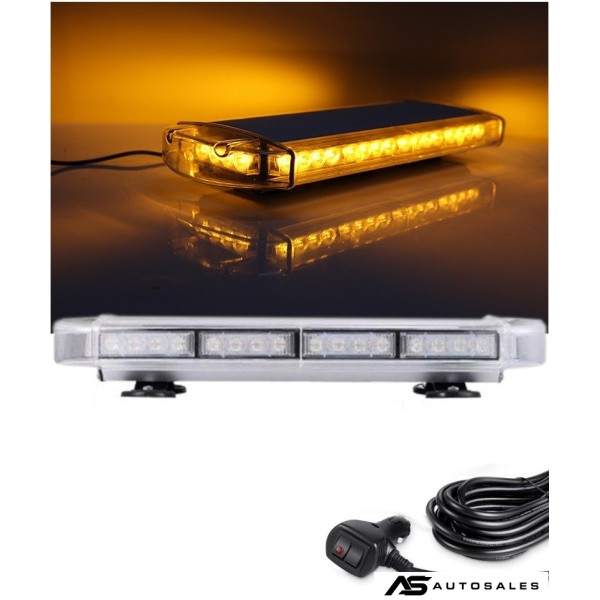 12V 24V Лед Led Диодна Мощна Аварийна Сигнална Лампа Буркан с Магнит 55см 10 режина Бяло Стъкло За Пътна Помощ Платформа Снегорин и др.