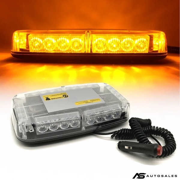 LED Аварийна Сигнална Лампа Буркан с Магнит, 24W, 15 Режима, 12V / 24V, Жълта Светлина, За Пътна Помощ, Платформа, Снегорин, Камион и Специализирана Техника