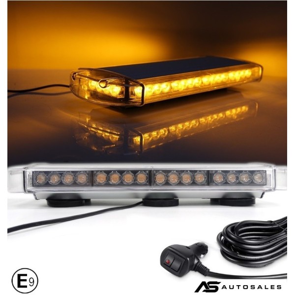 55см LED Аварийна Сигнална Лампа с Магнити, 10 Режима, E-Mark E9, 12V / 24V, Оранжева Светлина, За Пътна Помощ, Репатрак, Платформа, Снегорин, Багер, Бус и Ван