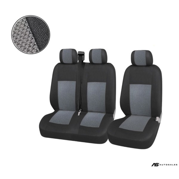 2+1 Лукс Калъфи В Сиво За Седалки за Mercedes Sprinter Vito Vw Crafter T5 Ford Transit Peugeot Iveco Премиум Плат